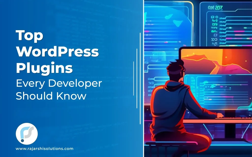 Promotional image for a blog about top WordPress plugins for developers