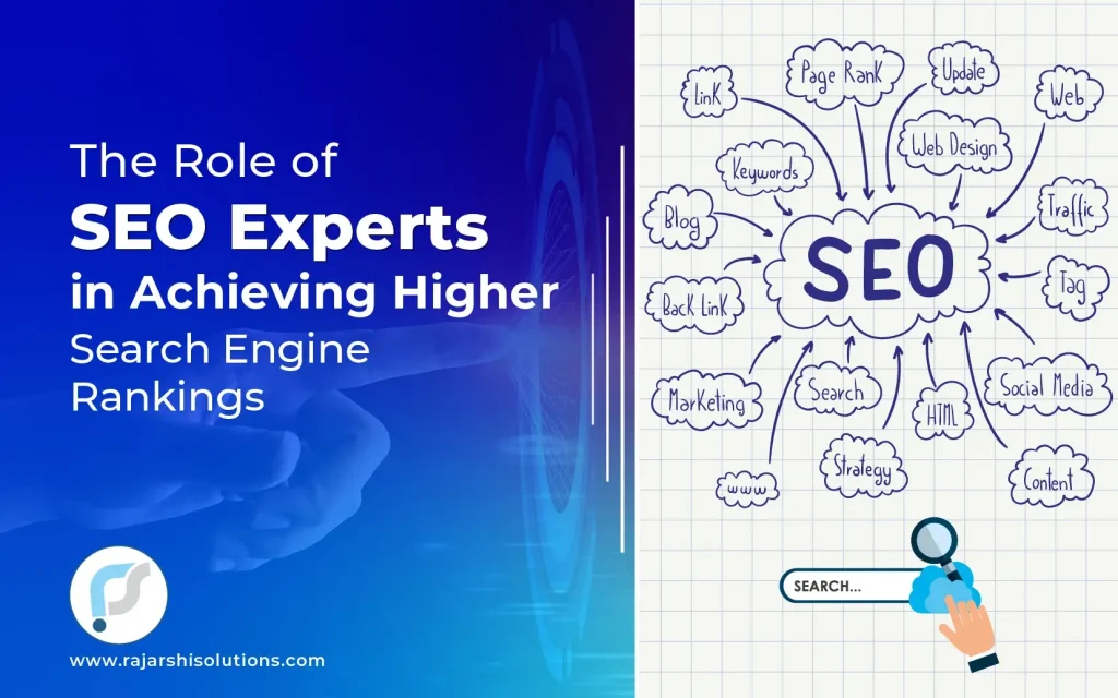 Educational infographic explaining the role of SEO experts in Achieving Higher Search Engine Rankings